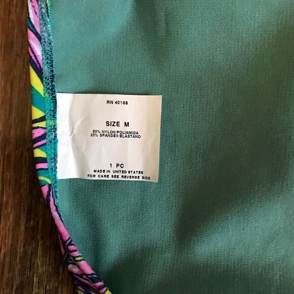 Tropical Bikini 2-PC green pink yellow Swimsuit Bathing Suit Sz M New w/tags - Picture 5 of 5